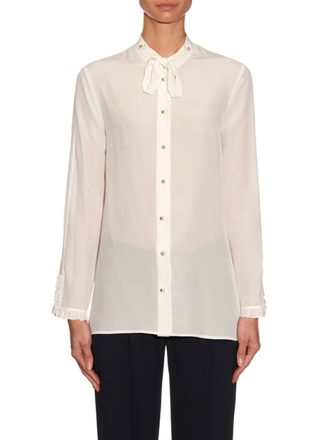 gucci silk georgette blouse|Gucci halter blouse.